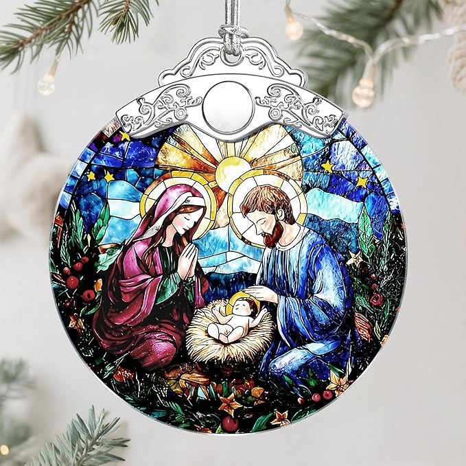 Christmas Ornament, Christmas Tree Decor, Christian Ornament, Nativity Scene, Religious Home Decor, Christian Gifts, Religious Gifts, Gift Exchange, Gift Idea - Pattern A