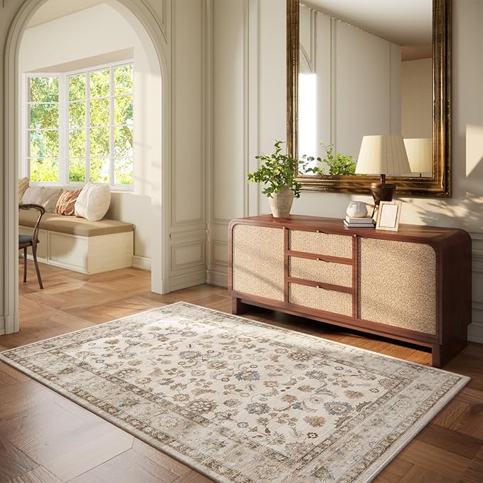 Machine Washable Entryway Throw Rug: Door Mat Indoor Entrance 4x6 Rug Small Area Rug Non Slip Low Pile Kitchen Rug for Front Door Indoor Entrance Entry Kids Room