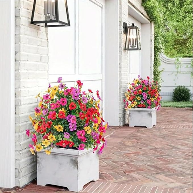 Artificial Boxwood Topiary Ball Trees - 2 Pcs 23" with Ground Spike, Fake Evergreen Tree, UV Resistant Faux Greenery Shrubs Bushes for Indoor & Garden, Yard, Porch, Patio Decor -Mix Colors
