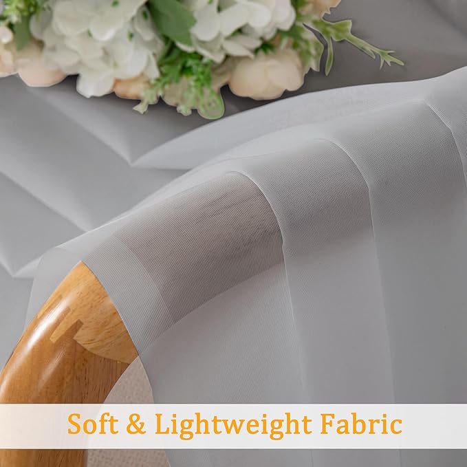 Gwine Light Grey Sheer Curtains 63 Inch Length for Living Room 2 Panels, Light Filtering Rod Pocket Window Curtain Treatment for Bedroom, Voile Elegant Sheer Drapes，Each 42" Wx63 L, Light Grey