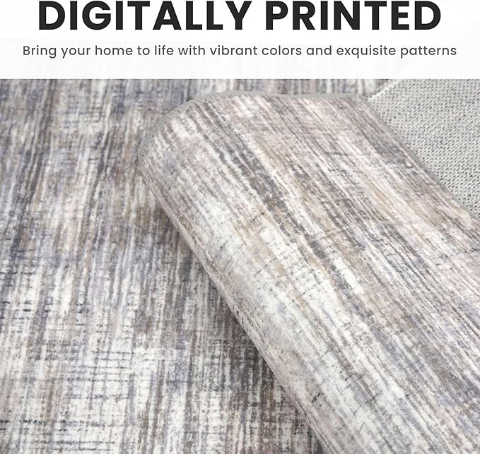Modern Abstract Entryway Rug 2x3 Beige Grey Small Area Rug Kitchen Rugs Non-Slip Washable Ultra Thin Soft Print Striped Low-Pile Indoor Door Mat Floor Carpet for Entrance Bedroom Bathroom