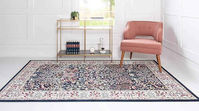 Unique Loom Narenj Collection Area Rug - Bristol (10' x 13' Rectangle, Navy Blue/ Beige)