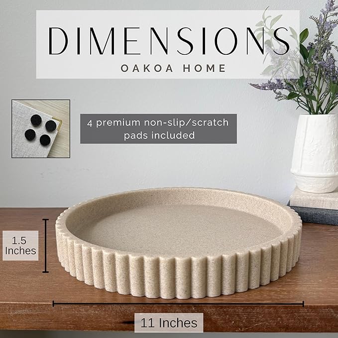 OAKOA Decorative Tray for Decor - Coffee Table Tray for Living Room - Round Tray for Home Decor - Coffee Table Decor Centerpiece - Modern Minimalist Centerpiece