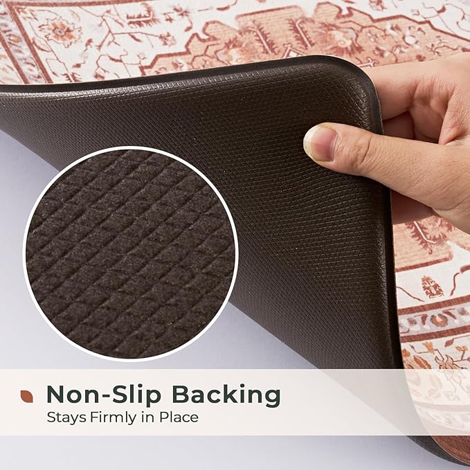 FRESHMINT Anti Fatigue Kitchen Mats Set 2 PCS, Waterproof & Non-Skid Medallion Kitchen Rugs, Cushioned Kitchen Floor Mats for Standing Washable Comfort Kitchen Runners for Lanudry, Office, Sink