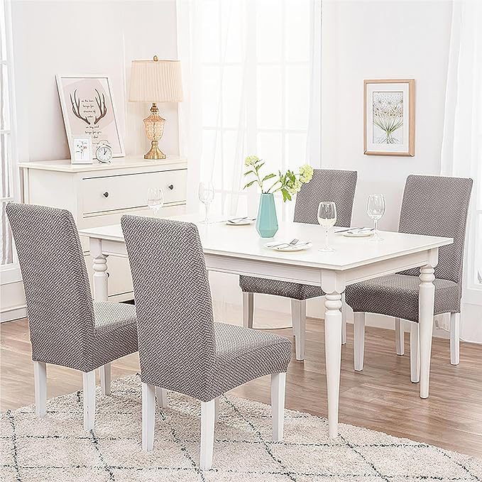 Parsons Dining Chair Cover, Detachable Sofa Chair Cover, Retractable Chair Cover (4, Taupe)