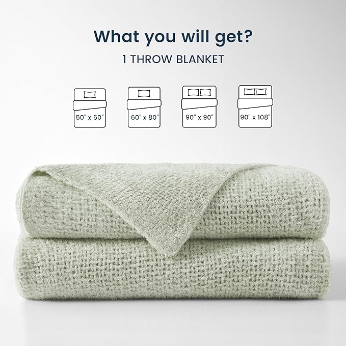 SLEEP ZONE Throw Blanket for Couch -Green Throw Blankets for Bed and Living Room Sofa Chair Home Decoration, Warm Cozy Jersey Knit Blanket (60x80in, Light Green)