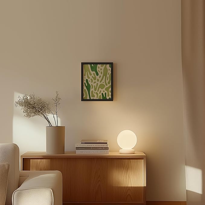 HAUS AND HUES Modern Abstract Wall Art - Blue and Green Living Room Art, Modern Artwork for Walls, Minimalist Picture for Living Room(Green Pattern, Black Frame, 8x10)