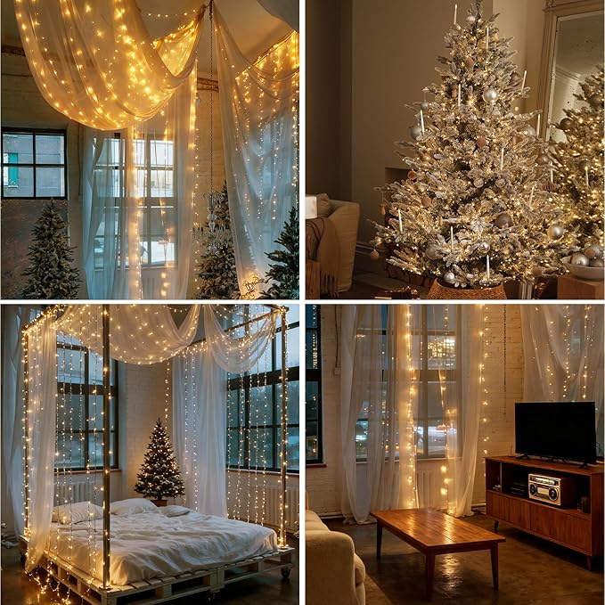 Dailyart Plug in 500 Led Fairy Lights with Remote 42Ft Fairy Lights with Timer Waterproof for Bedroom Wreath Party Window Wedding Decoration Warm White Black Wire