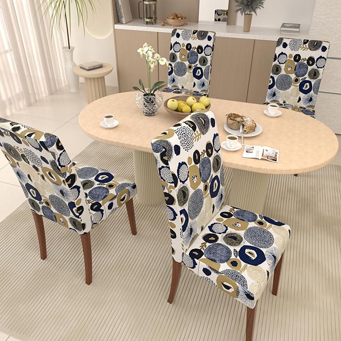 Stretch Dining Chair Covers Set of 4,Floral Print Chair Covers,Soft Removable Washable,Pet Friendly Furniture Protector,Universal Chair Slipcovers for Home, Kitchen,Ceremony Dining Room Seat