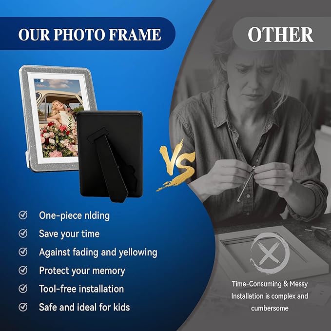 5x7 Picture Frame, Clear Acrylic Photo Frame with White Mat for 4x6 Photos, One-Piece Shatterproof Tool-Free Design, UV-Resistant Waterproof Tabletop Frame for Home Office Decor with 10-Year Warranty