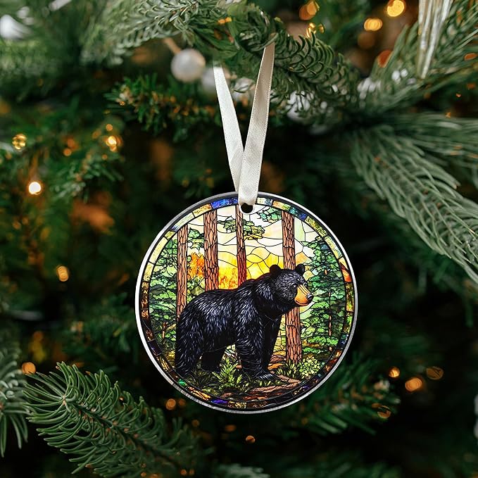 Bear Christmas Ornaments, Animals Ornaments for Christmas Tree - Gifts for Black Bears Lovers, Women, Men - Bear Christmas Ornament - Acrylic Ornament 2025