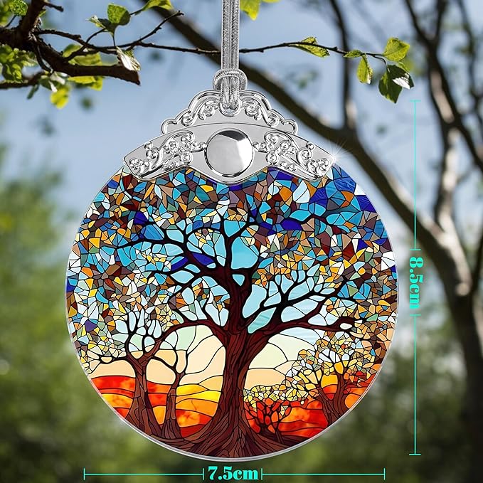Stained Glass Tree of Life Christmas Ornament - Holiday Decor & Xmas Gift Idea