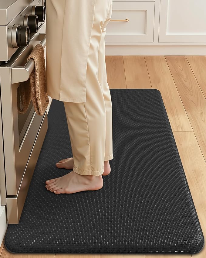 Color&Geometry 0.71" Extra Thick Anti Fatigue Cushion Kitchen Floor Mat,Easy Clean, Water & Oil Proof, Non Slip, Foam Padded Runner Rug for Front Sink,20"x39" Black (2.0Version)