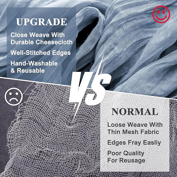 Wokceer Cheesecloth Table Runner 2Pack 10FT Dusty Blue Boho Gauze Fall Thanksgiving Cheese Cloth Table Runner for Party Long Rustic Sheer Table Runners for Baby Bridal Shower Wedding Easter Table
