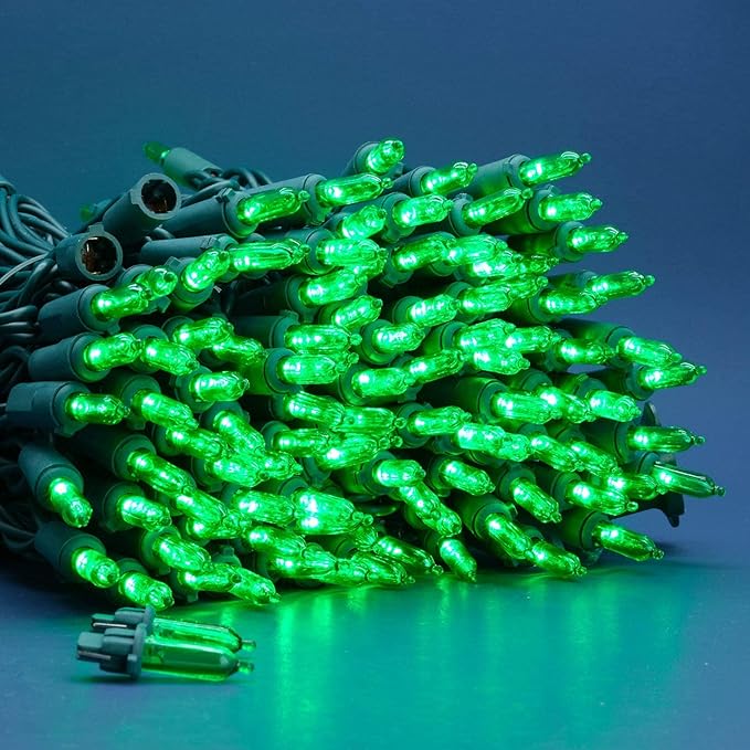 200 Count Green LED Christmas Lights, 66 ft Green Wire UL Certified Commercial Grade Holiday String Light Set (Green)