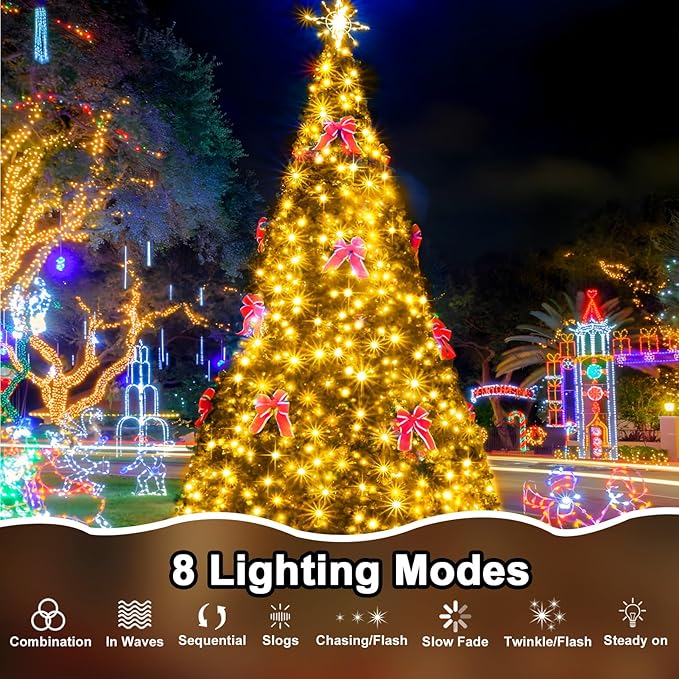 98 FT 300 LED String Lights Outdoor Indoor, Christams String Lights Waterproof 8 Modes & Timer, Fairy Lights Plug in for Bedroom, Weeding, Patio, Party, Holiday,Christmas Decor (Warm White)