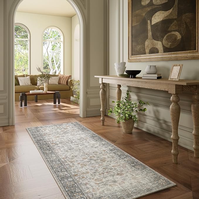 Washable Kitchen Rug Runners for Hallways: 2'x6' Bedroom Rug Non Slip Low-Pile Stain Resistant Soft Indoor Floor Carpet Runner for Indoor Entryway Hallways Kitchen Laundry Room Beside Farmhouse