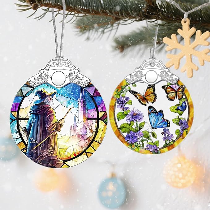 Stained Glass Ornament, Christmas Ornaments, Christmas Decorations for Tree, Holiday Decor, Holiday Party Gifts, Gift Ideas & Xmas Gift - Witch
