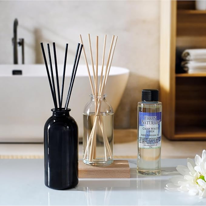 Urban Naturals Lavender Sandalwood Essential Oil Reed Diffuser Set with Natural Bamboo Reeds Sticks | Aromatic Lavender, Golden Amber & Woods | Vegan. Made in The USA