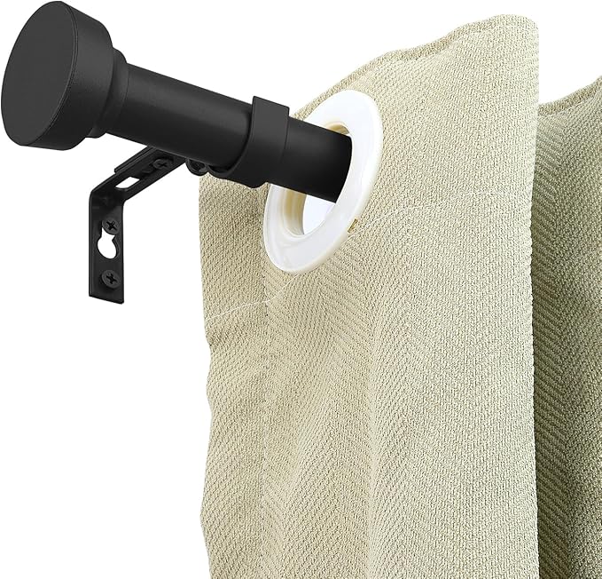 Rustic Curtain Rod, Industrial Curtain Rods for Windows 48 to 86 Inches, Blackout Wrap Around Curtain Rod, for Indoor and Outdoor, Simple Modern Design, 30 to 86 Inches, Black