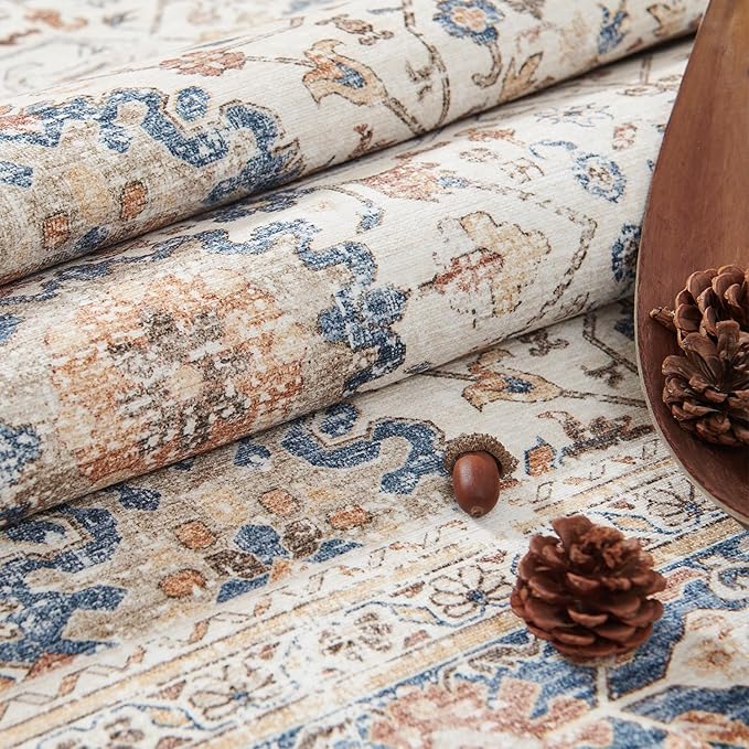 jinchan Runner Rug 3x7 Washable Hallway Rug Distressed Orange Multi Vintage Floral Runner Kitchen Floor Cover Indoor Mat Retro Entryway Living Room Bedroom Office Farmhouse