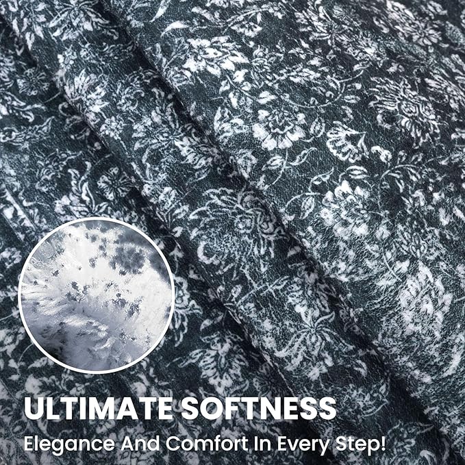 2x8 Washable Runner Rug for Hallways, Black Soft Classic Kitchen Rugs with Non-Slip, Non-Shedding Distressed Floral Carpet for Hallways Entryway Bedroom Bathroom Laundry Indoor