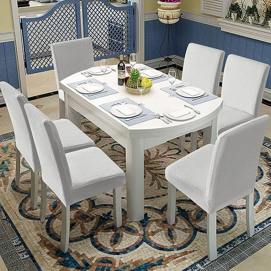 Genina Waterproof Chair Covers for Dining Room Set of 4 Kitchen Chair Covers Parson Dining Chair Slipcover,White
