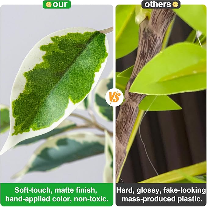 6FT Artificial Ficus Trees Indoor Faux Trees Indoor Fake Floor Plants Tall Artificial Tree with White Pot Faux Tree Fake Indoor Tree Silk Plants Artificial Trees for Home Decor Indoor