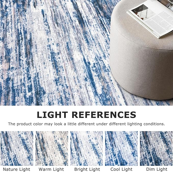 2x5 Modern Abstract Runner Rug for Hallways, Navy Blue Gray Neutral Multi Super Soft Hallway Decor Kitchen Rugs with Non-Slip, Non-Shedding Washable Rug for Hallways Entryway Bedroom Indoor
