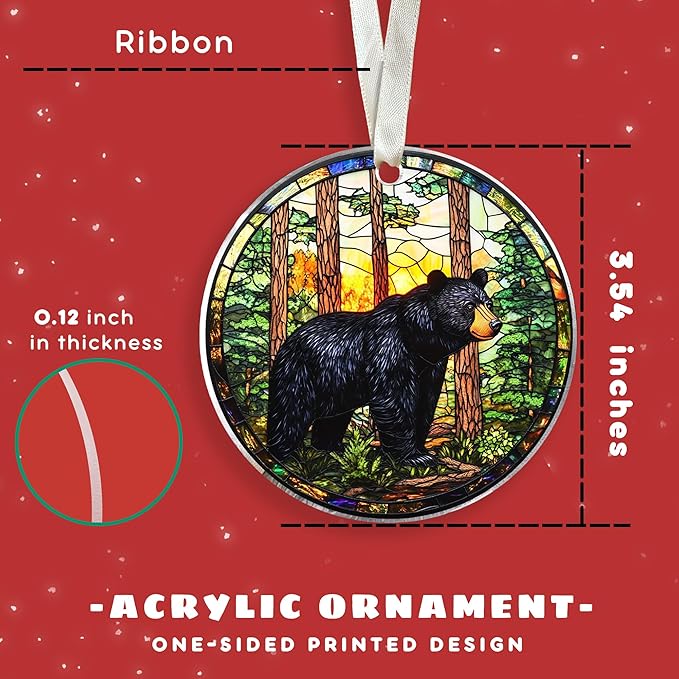 Bear Christmas Ornaments, Animals Ornaments for Christmas Tree - Gifts for Black Bears Lovers, Women, Men - Bear Christmas Ornament - Acrylic Ornament 2025