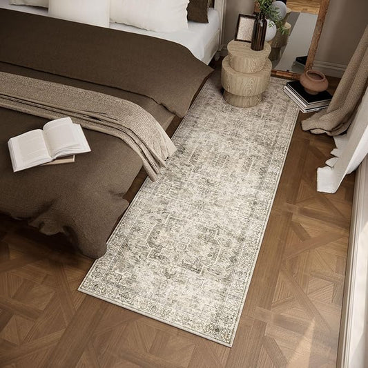 Machine Washable Kitchen Runner Rugs: 2'x6' Hallway Rug Non Slip Low Pile Stain Resistant Soft Carpet Runners for Hallways Indoor Entryway Kitchen Laundry Room Bedroom Farmhouse