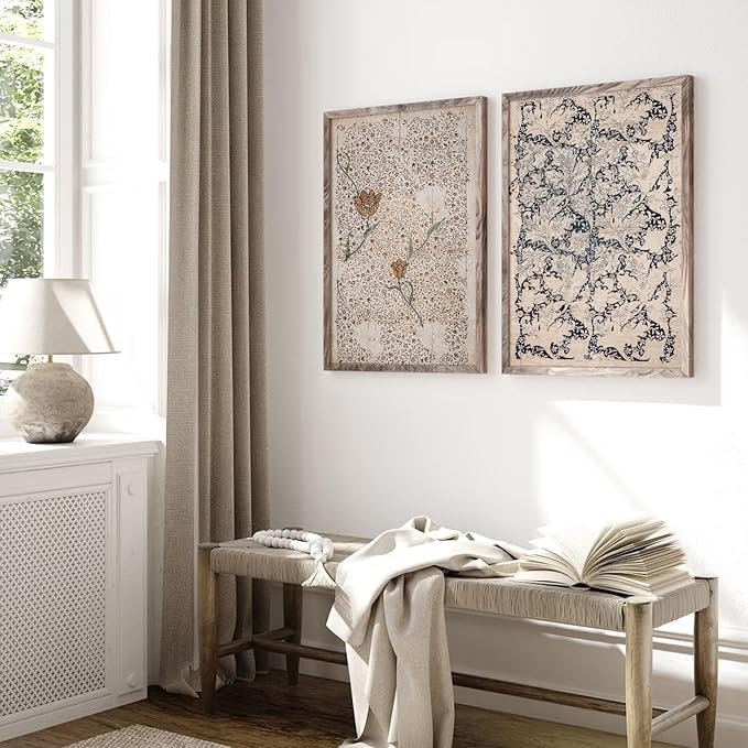 Vintage Botanical Wall Art Prints Set of 2 Antique Sketch Wall Art Decor Neutral Flower Canvas Wall Art Floral Pictures Farmhouse Painting Vintage Floral Artwork for Room Bedroom 12x16 Inch Unframed