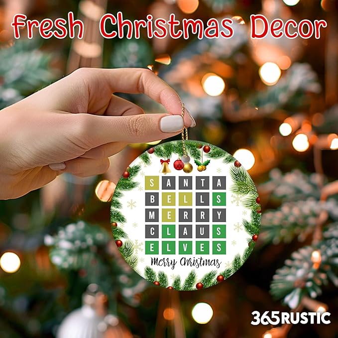Wordle Chrismas Ornament - Funny Word Board Game Xmas Gifts for Gamers, Puzzle Challenge Lovers, Holiday Decoration 2025