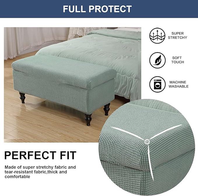 FUANGUI Ottoman Cover Stretch Storage Ottoman Bench Slipcover Printed Folding Storage Bench Ottoman Cover Footrest Stool Slipcover Footstool Protector Cover with Elastic Bottom, Large
