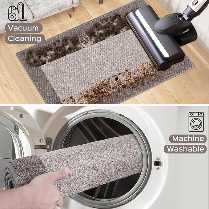 Washable Area Rug 48" x 72", Non Slip Kitchen Rug for Floor, Absorbent Entrance Runner Rug for Bedroom, Living Room, (Roll Packing)
