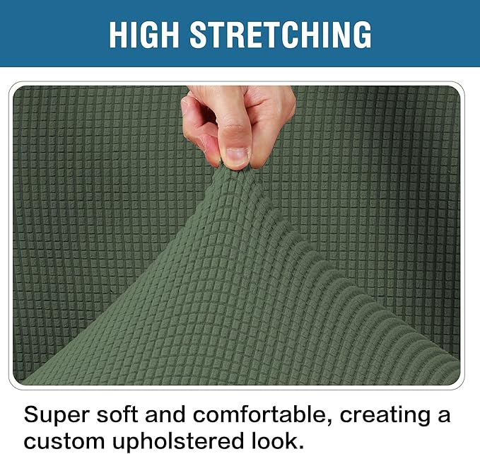 H.VERSAILTEX Ottoman Cover Slipcover Rectangle Fit Length 33'-38' Footrest Sofa Slipcovers Stool Cover Footstool Protector Covers Feature Stretch Soft Jacquard Fabric Removable Washable - Bronze Green