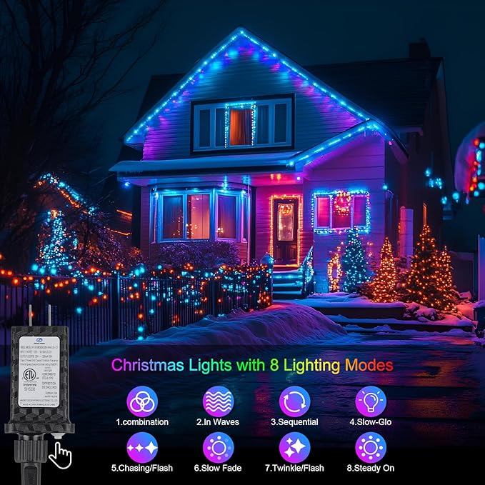 100FT 300LED Christmas Lights Plug in,Outdoor Indoor Waterproof Fairy Lights with Timer and 8 Modes,Christmas Tree Lights for Garden Party Wedding Decoration(Multi-Color)