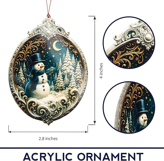 Christmas Ornament 2025 - Snowman Ornament - Snowman Ornaments for Christmas Tree - Acrylic Christmas Ornaments - Christmas Ornament 2025 - White Elephant Gifts - Xmas Tree Funny Decoration