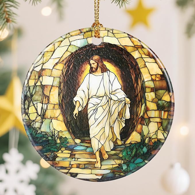 Christian Christmas Decorations, Christmas Tree Ornaments, Keepsake Ornaments, Holiday Decor, Christian Gift, Religious Gifts, Holiday or Xmas Gifts - He is Risen! The Resurrection of Jesus