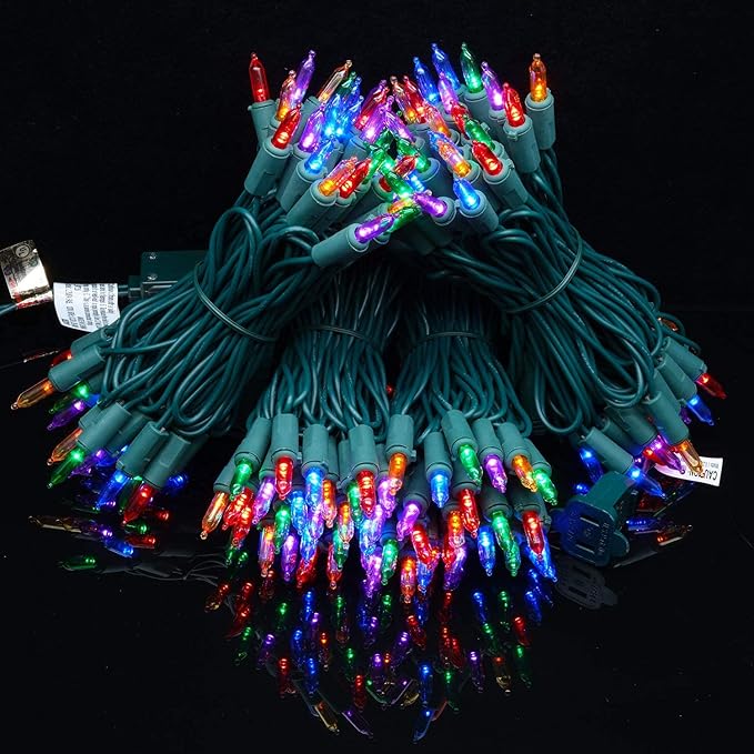 200 Count Multicolor LED Christmas Lights, 66 ft Green Wire UL Certified Commercial Grade Holiday String Light Set (Multicolor)