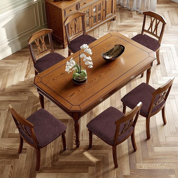 Waterproof Seat Cover for Dining Room Chair Seat Covers Washable Kitchen Chair Seat Slipcovers Protector (Chocolate, 2 PCS)