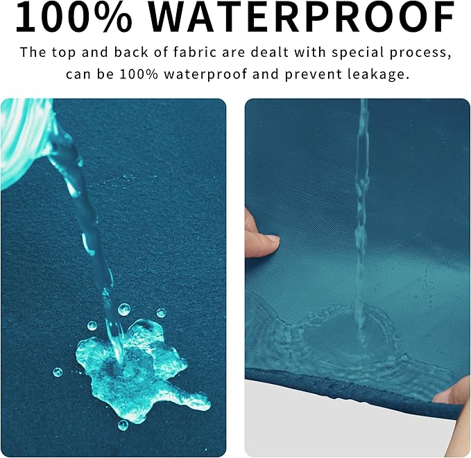Easy-Going 100% Dual Waterproof Stretch Ottoman Cover 40x40x15inch Square Folding Storage Stool Furniture Protector Soft Slipcover for Living Room Peacock Blue