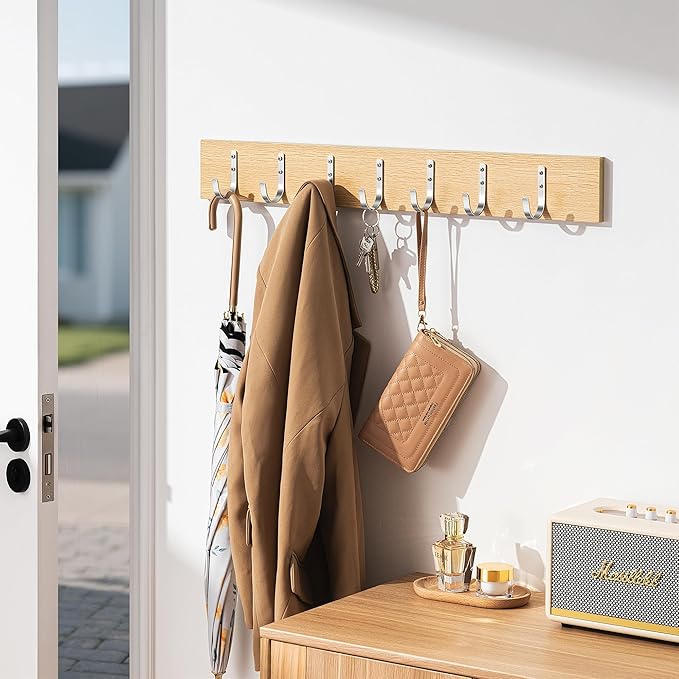 Aluminum Wall Hooks for Hanging Towel/Coat - 22LB Screw in Metal Hanger Wall Mount, for Outdoor, Closet, Door, Bathrooms, for Backpack, Robe, Silver 5 Pack