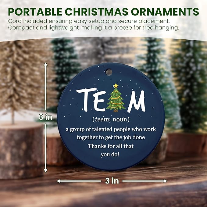 Team Appreciation Gifts for Employees - Ceramic Christmas Ornaments 2025 for Tree Decorations - Christmas Birthday Thank You Gifts for Coworkers Employees Women Boss, Xmas Bulk Gift Idea