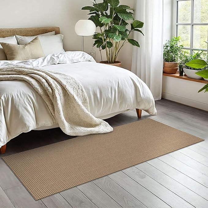 EARTHALL Woven Runner Rug 2x6 Ft Washable Runners for Hallways Cotton Non Slip Rubber Backed Kitchen Runner Braided Indoor Floor Carpet for Entryway, Hallway, Kitchen, Bedroom, Orange/Tan/Brown