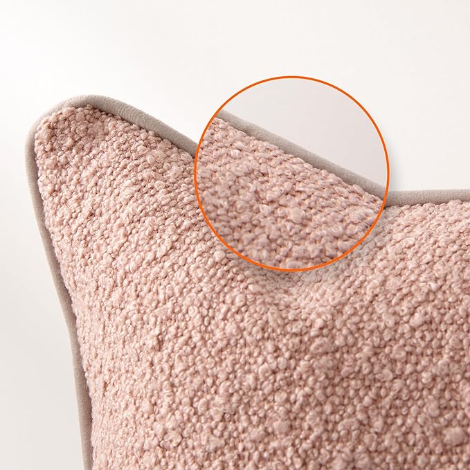 Amazon Basics Boucle Throw Pillow Covers for Couch, Living Room, Home Decor with Hidden Zipper, Pink, 26×26in, Pack of 2