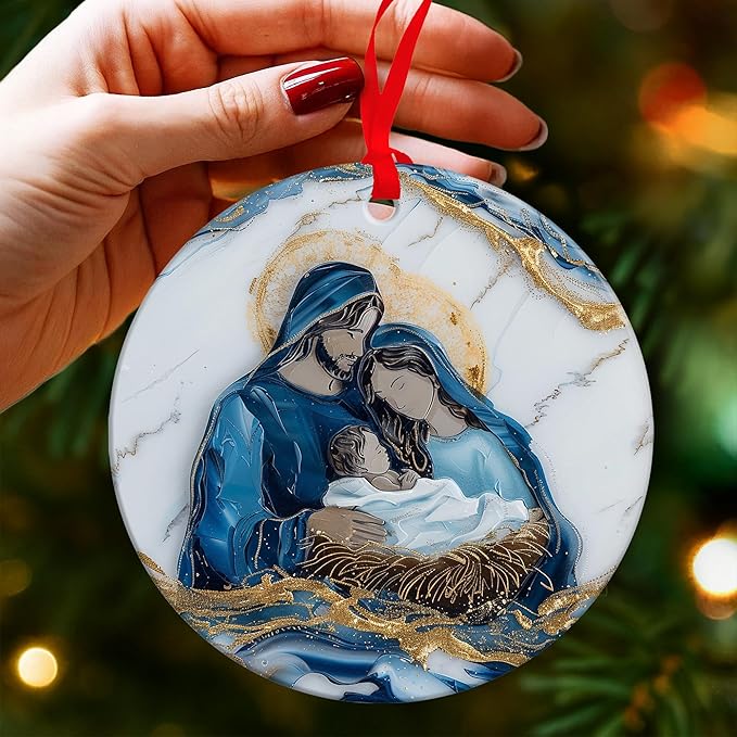 Nativity Christmas Ornaments - Unique Religious Gifts for Women, Perfect for Christian and Nativity Scene Displays, Elegant Christian, Artistic Nativity Ornaments for Home Decoration