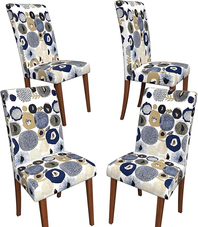 Stretch Dining Chair Covers Set of 4,Floral Print Chair Covers,Soft Removable Washable,Pet Friendly Furniture Protector,Universal Chair Slipcovers for Home, Kitchen,Ceremony Dining Room Seat