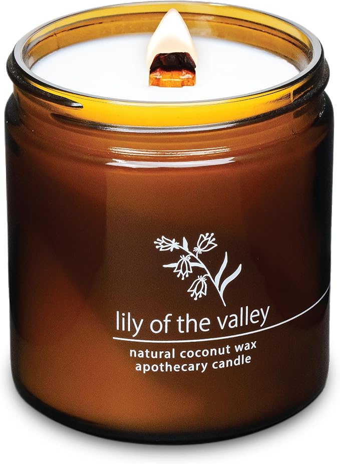 Hemlock Park Crackling Wood Wick Candle Handcrafted with Natural Coconut Wax (Large 16 oz, Lily of The Valley)