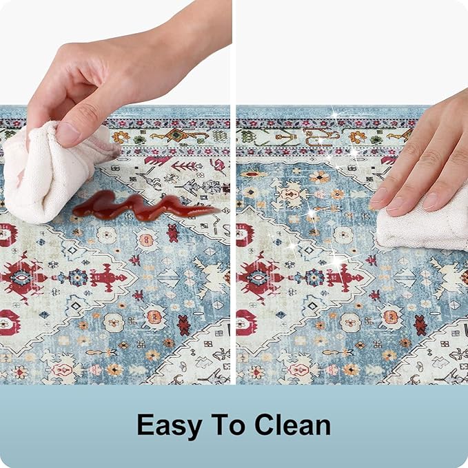 Collive Boho Kitchen Rugs and Mats 2PCS Cushioned Anti-Fatigue Floor Mat, Waterproof Kitchen Rug Set of 2 Non-Skid Comfort Standing Mat for Kitchen,Home,Office,Sink,Laundry,17"x30"+17"x59"